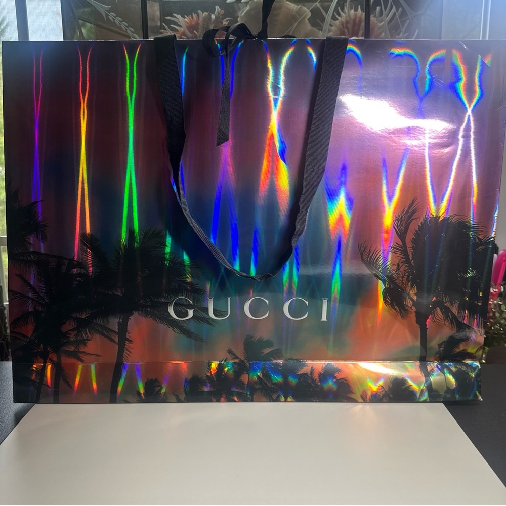 Gorgeous Gucci Black Leather Belt with Iridescent Crystal Buckle. - Picture 9 of 11